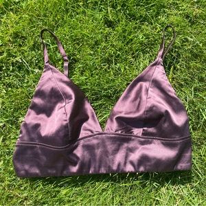 NWOT Brown Satin Bralette/Cropped Tank